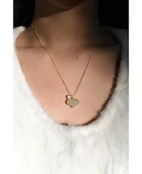 Puffed heart — Green jade & pearl pendant necklace