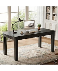 Tribesigns Computer Desk, Solid Wood Home Office Desk with Sturdy Wooden Legs, Rustic Large Table for Writing, Reading, Study