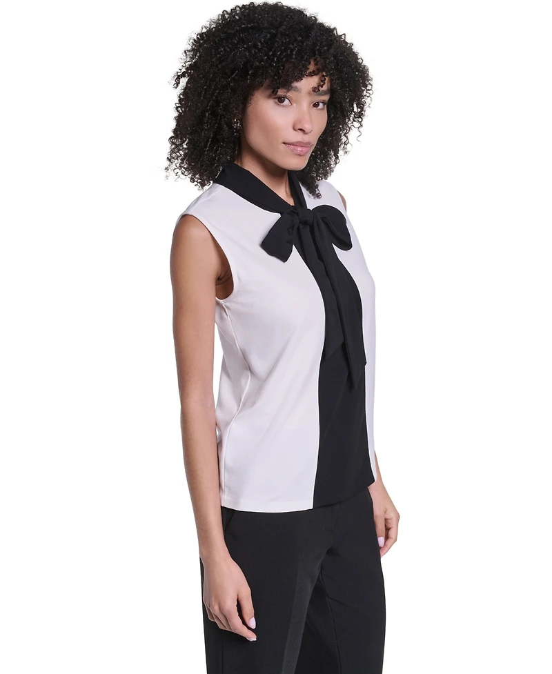 Karl Lagerfeld Paris Women's Mock Neck Keyhole Blouse