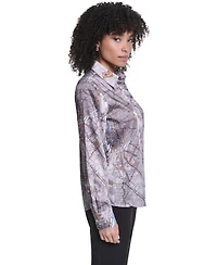 Karl Lagerfeld Paris Women's Long-Sleeve Button-Front Blouse