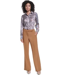 Karl Lagerfeld Paris Women's Mid-Rise Wide-Leg Pants