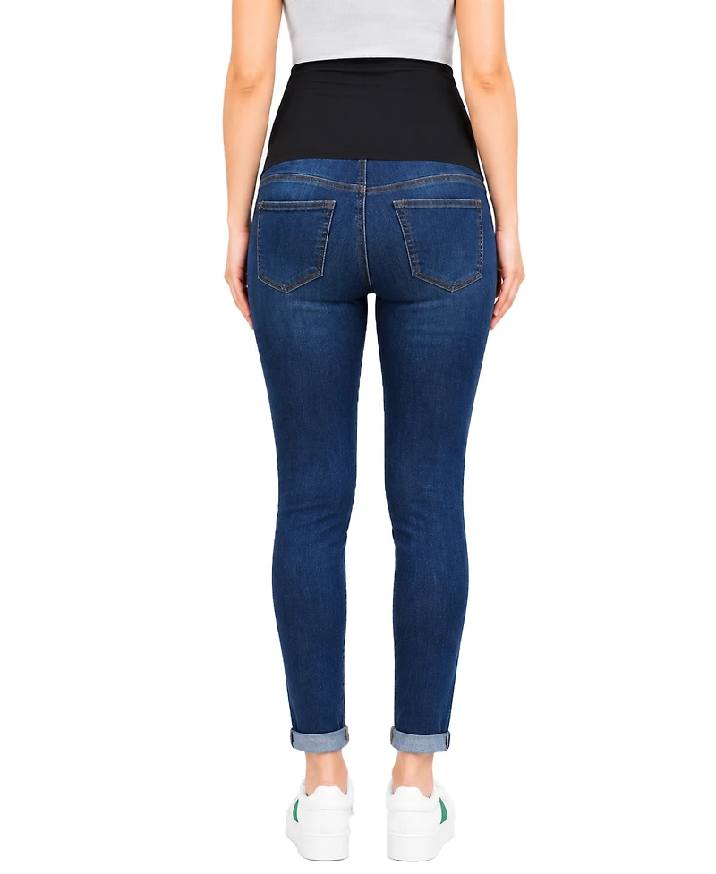 Indigo Poppy Women's Cuffed Dark Wash Skinny Jean