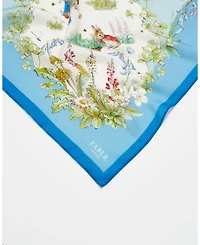 Fable England Peter Women's Rabbit Blue Narrative Silk Blend Square Scarf