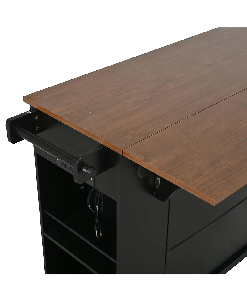 Streamdale Furniture 54" Mobile Kitchen Island with Storage, Power Outlet