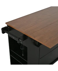 Streamdale Furniture 54" Mobile Kitchen Island with Storage, Power Outlet