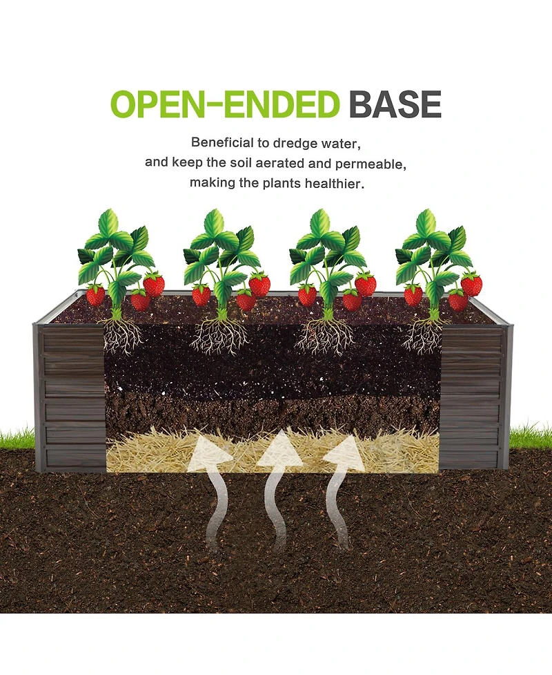 Streamdale Furniture 2-Pack 74.6" Metal Raised Garden Bed Kit with Reinforcing Rods