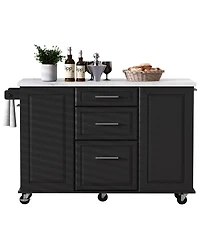 Streamdale Furniture 50.7" Rolling Kitchen Island with Tilt Trash Can, Drop Leaf