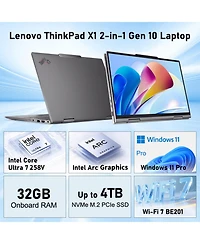 Lenovo ThinkPad X1 14" Fhd Touch Business 2-in-1 Ai Laptop, Intel Core Ultra 7 258V, 32GB Ram, 4TB Ssd, Wi-Fi 7, Win11 Pro