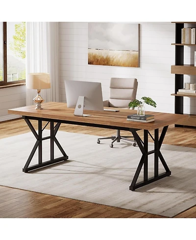 Tribesigns 70.86" Large Executive Desk, Industrial Home Office Computer Desk,Simple Long Writing Study Table Business Furniture
