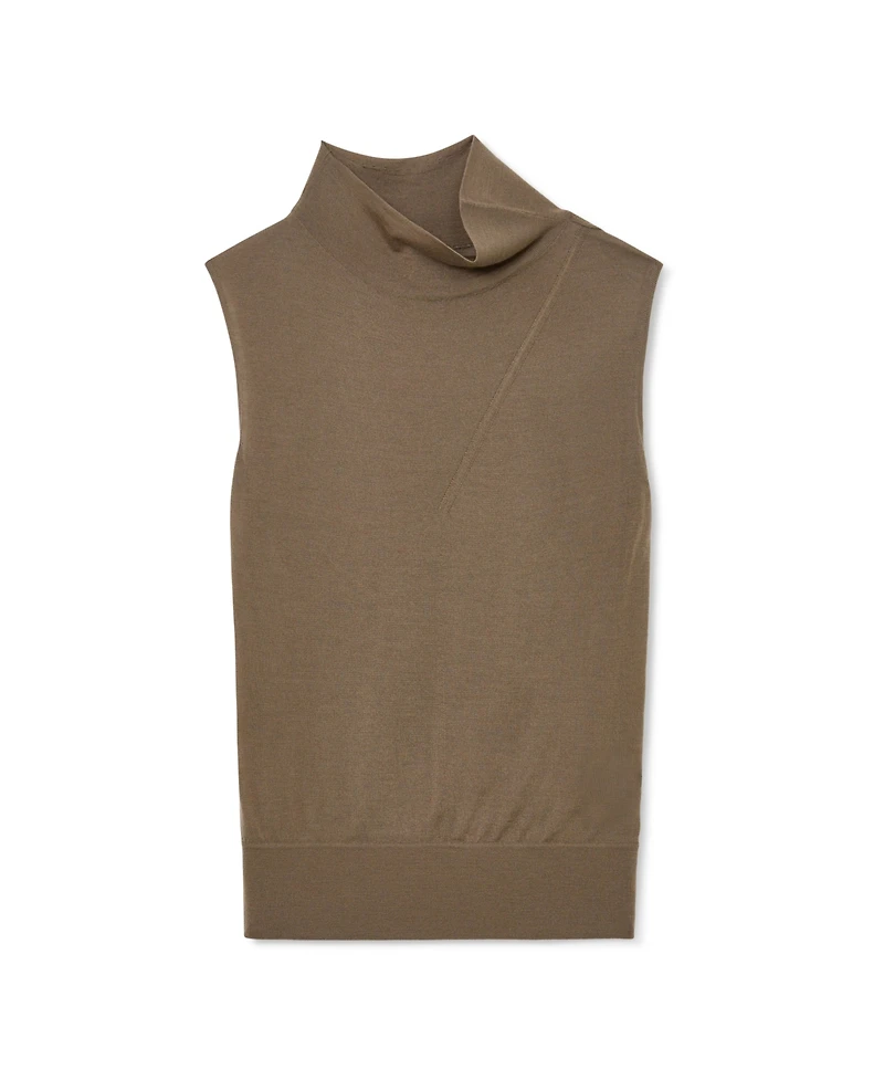 Reiss Women's Honey Wool Funnel-Neck Sleeveless Knit Top