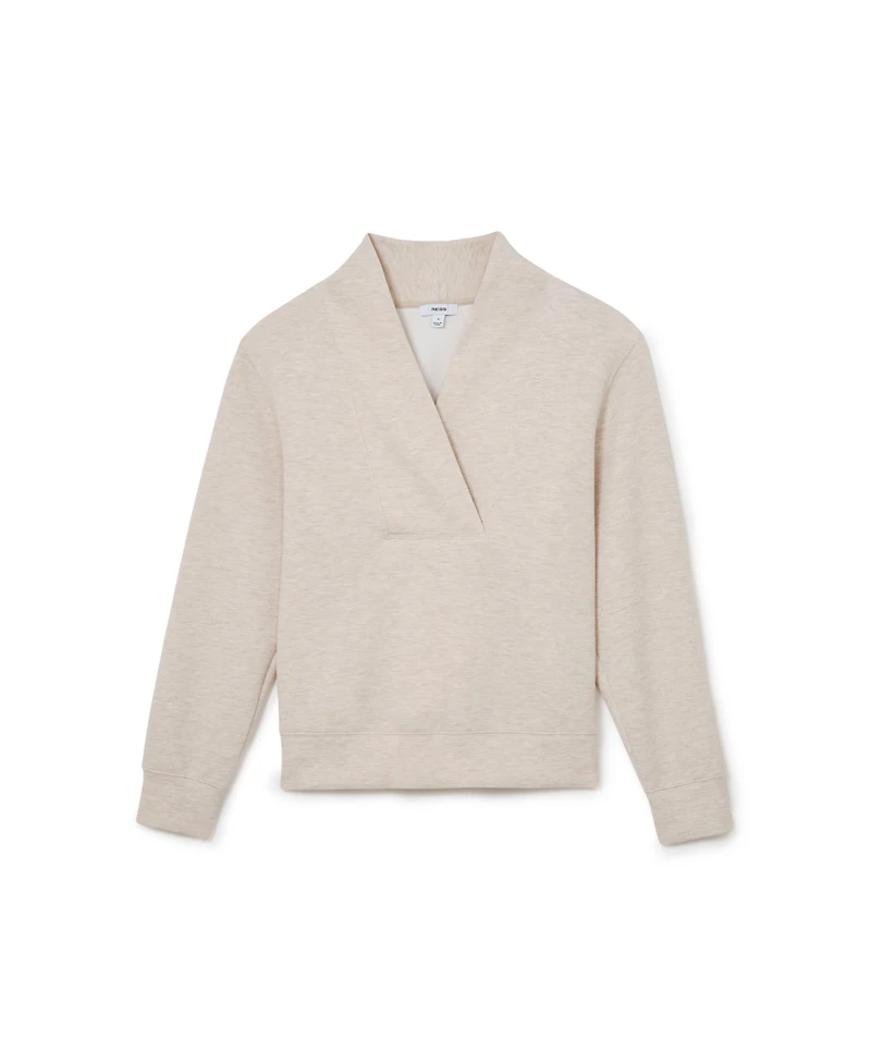 Reiss Women's Annabel Premium Interlock Shawl-Neck Sweatshirt