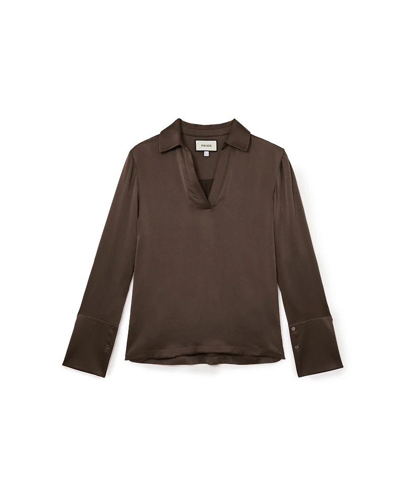Reiss Women's Marina Silk Open-Collar Blouse