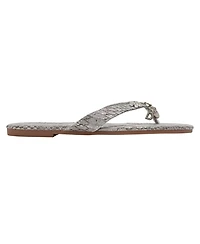 bebe Women s Metallic Thong Sandals with Charm Detail - Flat Slip-On Summer