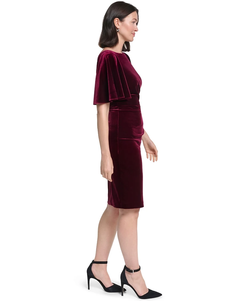 Jessica Howard Petite Boat Neck Side Tuck Short-Sleeve Dress