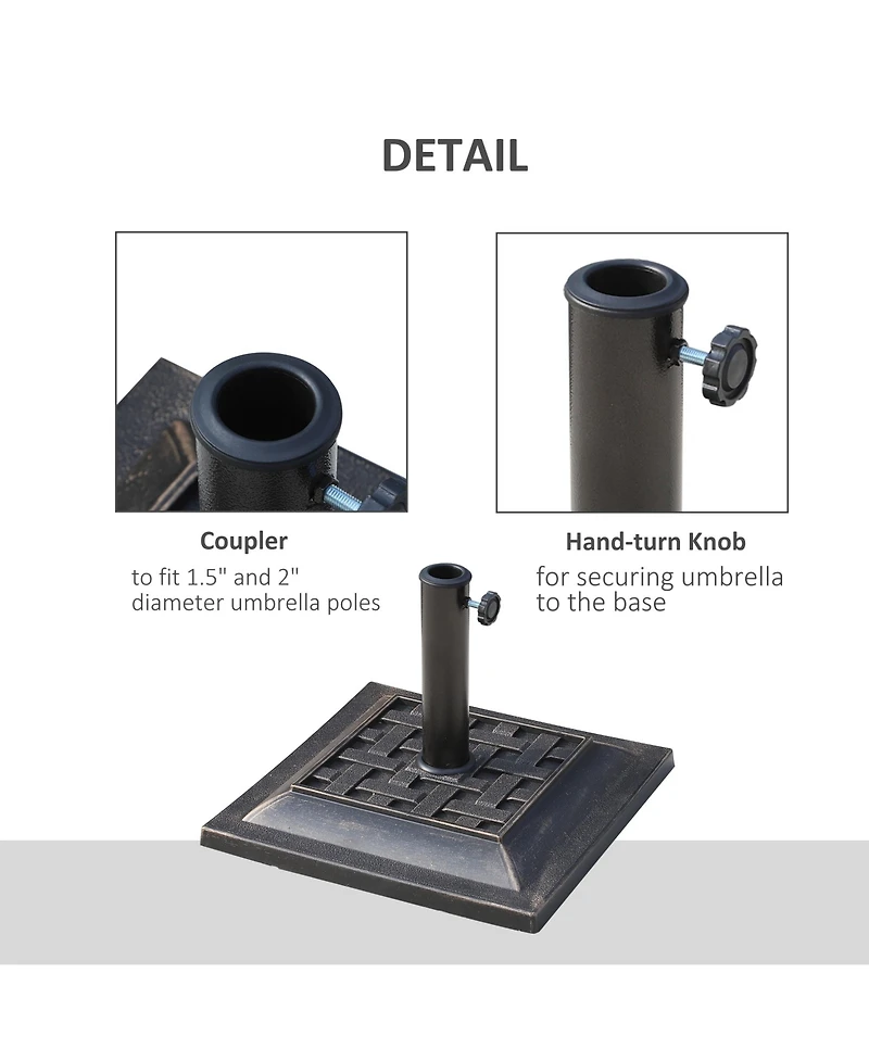 Outsunny 20 lbs Square Resin Umbrella Holder Base w/ Decorative Pattern