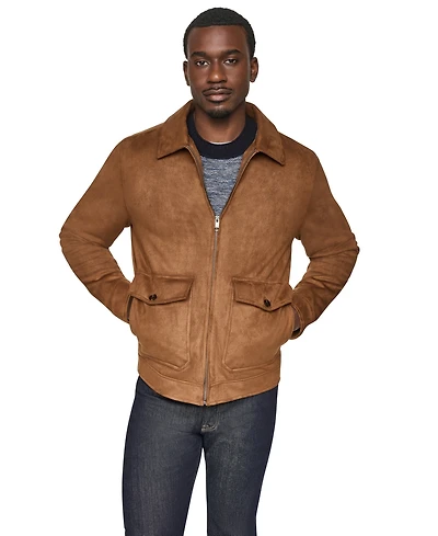 Dkny Men's Suede Zip-Front Hipster Jacket