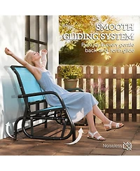 Outsunny 2-Person Outdoor Glider Bench Patio Double Swing Rocking Chair Loveseat w/Power Coated Steel Frame for Backyard Garden Porch, Blue