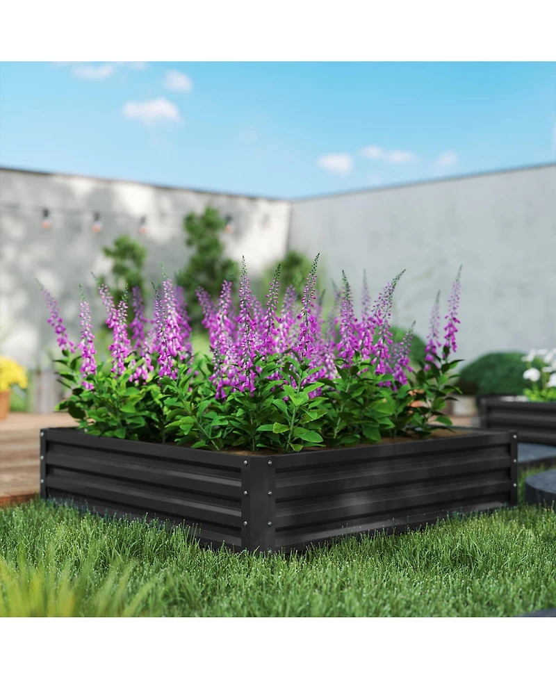 4' x 4' Raised Steel Garden Planter Bed for Vegetables, Herbs, Grey