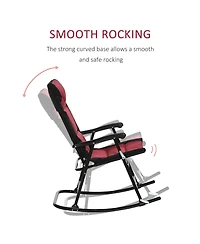 Outsunny 2 Piece Outdoor Rocking Chair Set, Patio Furniture Set with Folding Design, Armrests for Porch, Camping, Balcony, Red