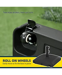 Outsunny Patio Umbrella Base with Wheels, 53lbs Water or 66lbs Sand Filled, Heavy Duty Outdoor Umbrella Stand Holder