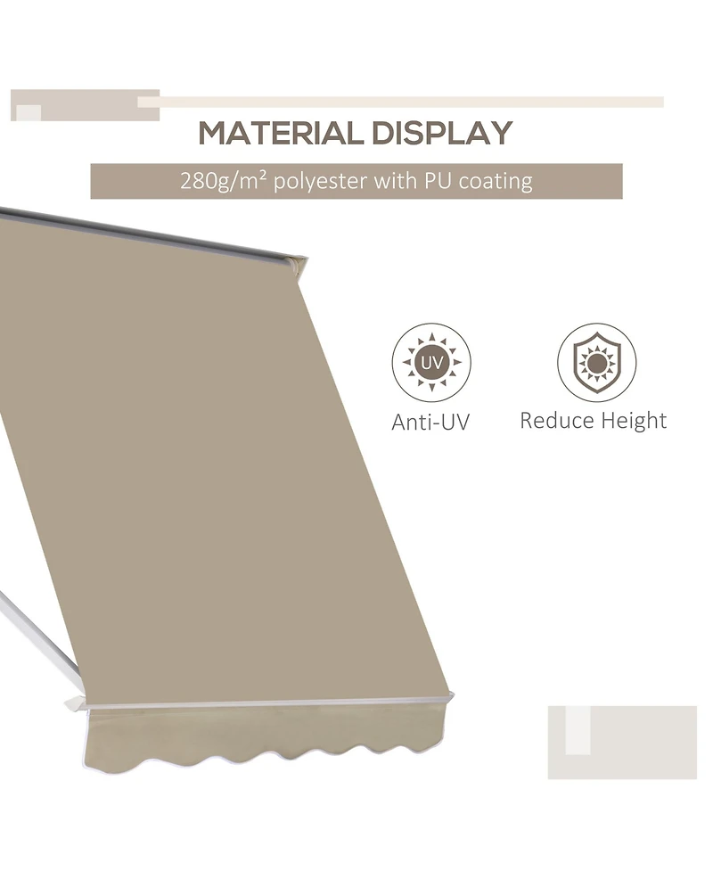 Outsunny Drop Retractable Window Awning Canopy Sun Shade Shelter Arm Manual