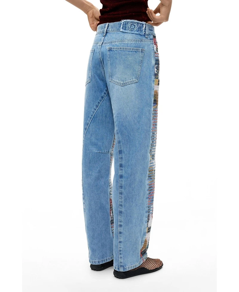 Desigual Women's Printed Denim Pants 100% Cotton