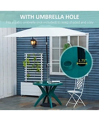 Outsunny 3' Diameter Round Outdoor Patio Bistro Dining Table, Umbrella Hole, Conversation Space, Easy to Clean Plastic for Garden, Backyard, Poolside,