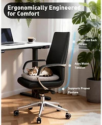 logicfox Leather Executive Office Chair with Silicone Leather, Reclining with Tilt Lock