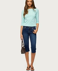 Edikted Women's Lela Polka Dot Quarter Sleeve Top