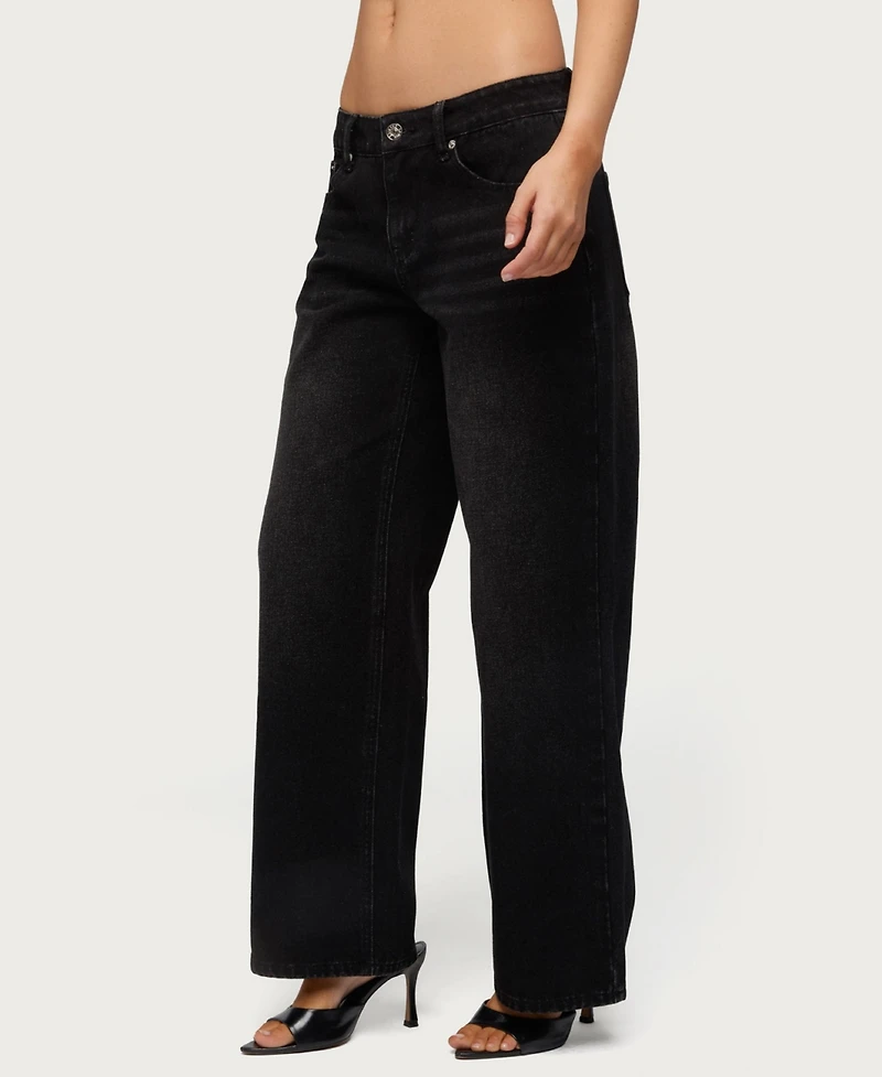 Edikted Women's Raelynn Washed Low Rise Jeans
