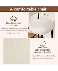 Maison Boucle Mid-Century Modern Counter Height Bar Stools Set of 4, Linen Upholstered, Natural Finish Leg Frame, Kitchen Island Seating, 26" Seat H