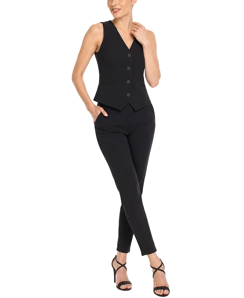 White Mark Women's Tailored Button Front Vest