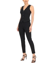 White Mark Women's Tailored Vest Ankle Pants Matching Set