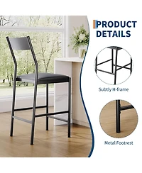 Gaomon Modern Bar Stools Set of 4, 24 Inch Counter Height, Pu Leather Barstools with Backrest and Footrest, 300 Lb Capacity