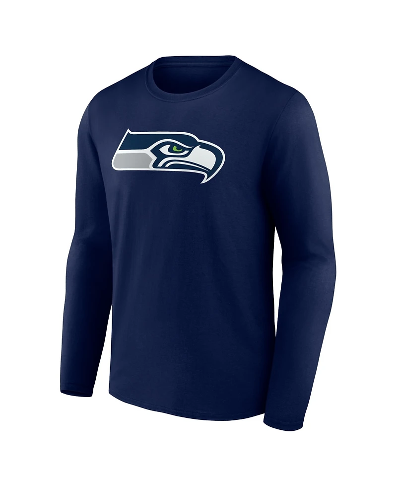 Logo Athletic Men's College Navy Seattle Seahawks Primary Long Sleeve T-Shirt
