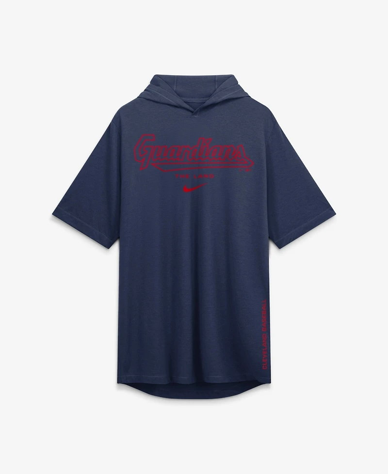 Nike Men's Navy Cleveland Guardians Arched Wordmark Tri-Blend Hooded T-Shirt