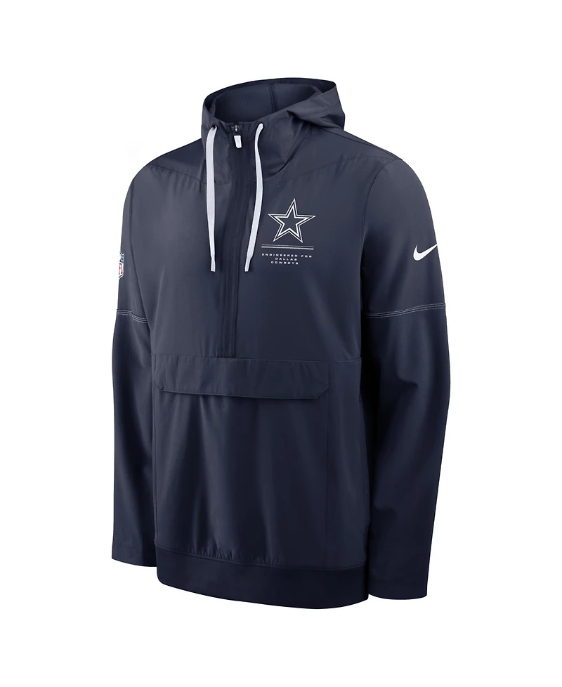 Nike Men's Navy Dallas Cowboys Sideline Anorak Half-Zip Hoodie