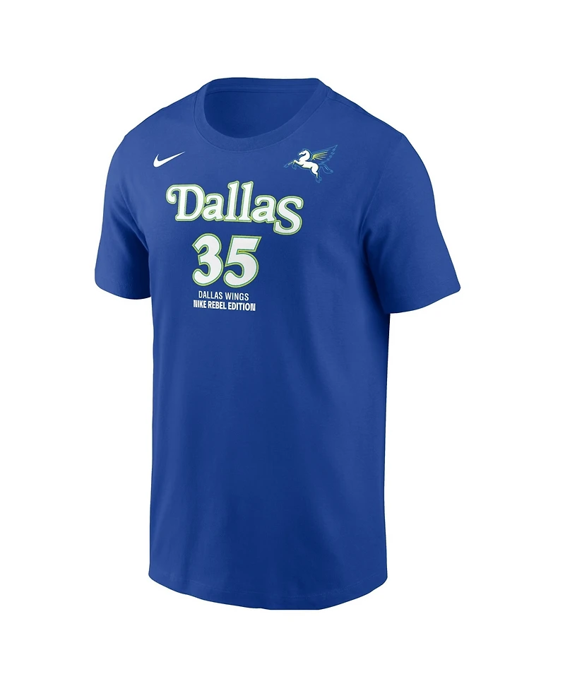 Nike Men's Azzi Fudd Blue Dallas Wings Name & Number Rebel Edition T-Shirt