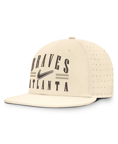 Nike Men's Natural Atlanta Braves True Dri-fit AeroBill Fitted Hat