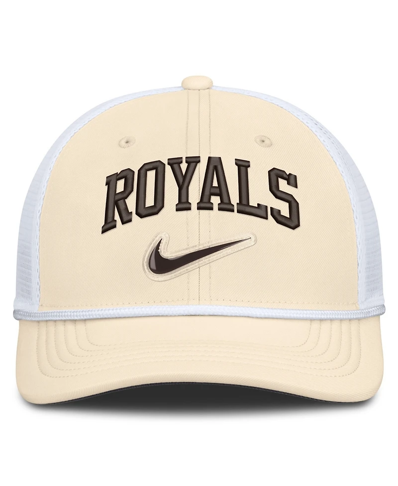 Nike Men's Natural/White Kansas City Royals Rise Dri-fit Trucker Adjustable Hat