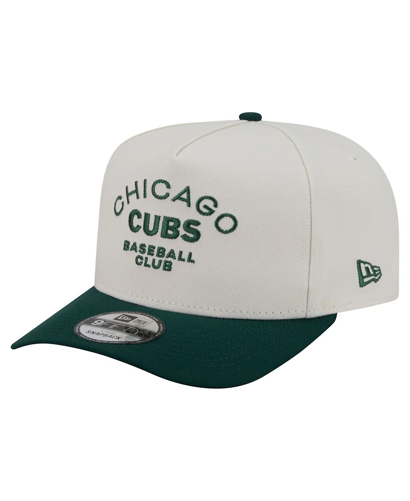 New Era Men's Cream/Dark Green Chicago Cubs Chrome A-Frame 9FIFTY Snapback Hat