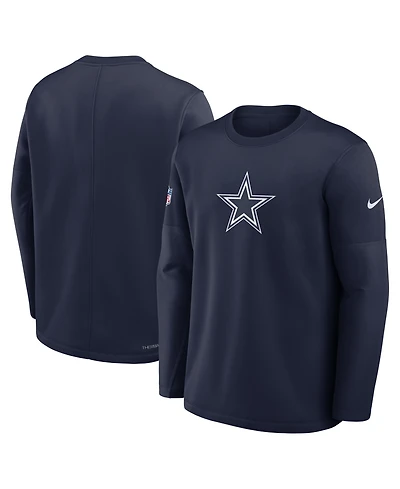 Nike Men's Navy Dallas Cowboys Sideline Coaches Midweight Therma-fit Sweatshirt