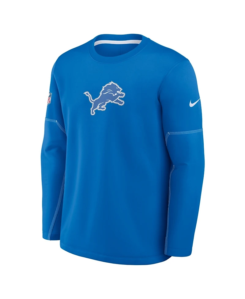 Nike Men's Blue Detroit Lions Sideline Coaches Midweight Therma-fit Sweatshirt