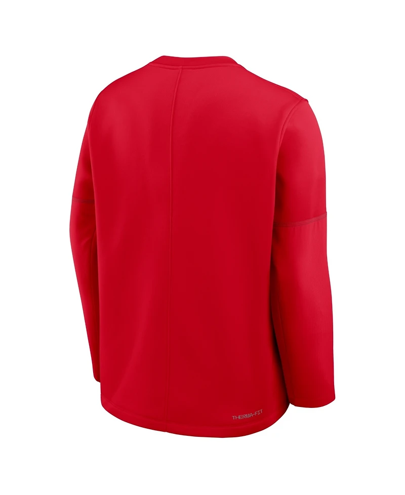 Nike Men's Scarlet Ohio State Buckeyes 2026 Sideline Coaches Therma-fit Long Sleeve Top