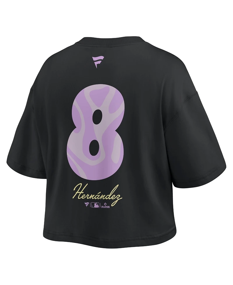 Fanatics Women's Enrique Hernandez Black Los Angeles Dodgers Name & Number Cropped Top