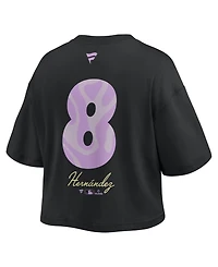 Fanatics Women's Enrique Hernandez Black Los Angeles Dodgers Name & Number Cropped Top