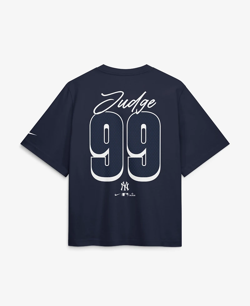 Nike Women's Aaron Judge Navy New York Yankees Premium Essentials Boxy Name & Number T-Shirt
