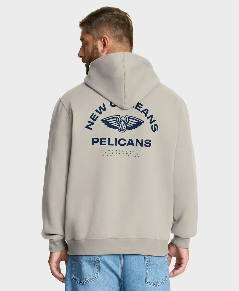 Fanatics Men's Off White New Orleans Pelicans Crossover Collection Blocked Shot Premium Pullover Hoodie