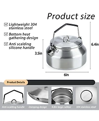 Piscifun 1L Stainless Steel Camping Kettle Portable Fast Heating For Outdoor Hiking Travel