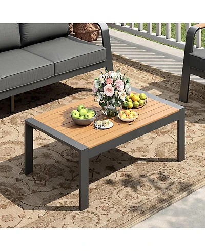 gaomon Outdoor Coffee Table, All-Weather Aluminum Patio Coffee Table for Patio, Deck, Backyard, Garden, Poolside